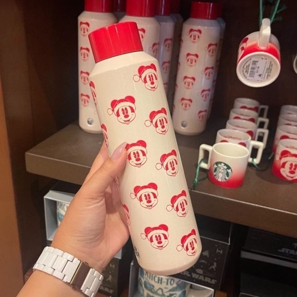 Disney Disneyland Starbucks Mickey Icon Holiday Stainless Steel Water Bottle - Picture 3 of 6